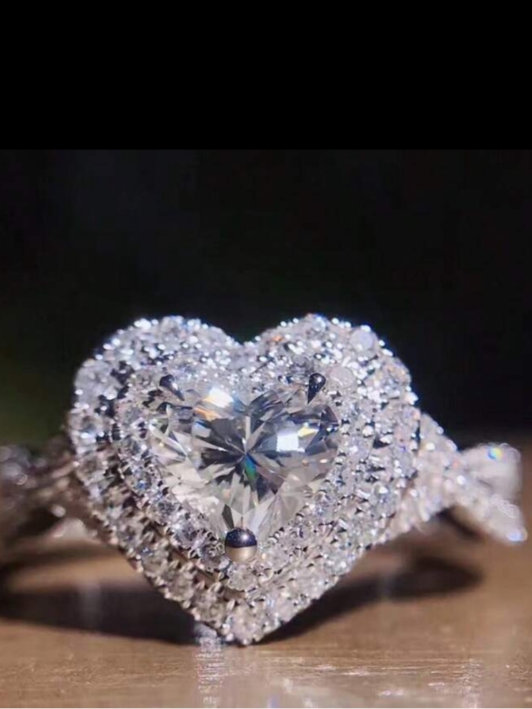 Silver Heart Cz Ring